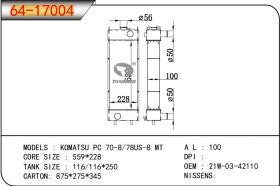 TONGSHI 6417004 - RADIA KOMATSU PC78MR-6/PC78US-6 559X228X100